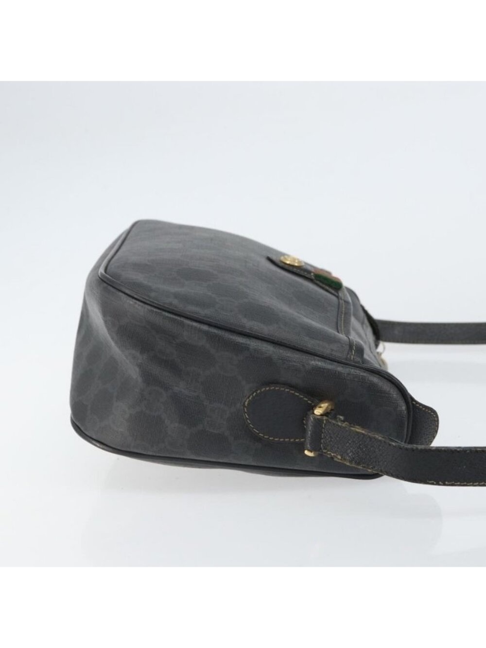 Authentic GUCCI GG Supreme Web Sherry Line Bag PVC Black Gold 89 02 077 - Picture 10 of 16